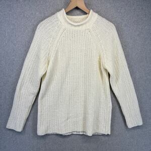 Stitches in Time Sweater Womens Size Small White 100% Acrylic Mock Neck Crochet
